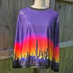 L&B Sequin Cactus Sunset Sweatshirt